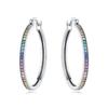 S925 Silver Simple Colored Stone Hoop Earrings For Women Fashion Versatile Jewelry Accessories