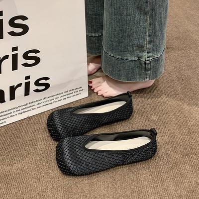 Туфли Doudou в стиле ретро с мягкой подошвой, женские весенне-осенние туфли на плоской подошве 2025 года, новые французские дышащие туфли для бабушек с небольшим горлом и одной педалью