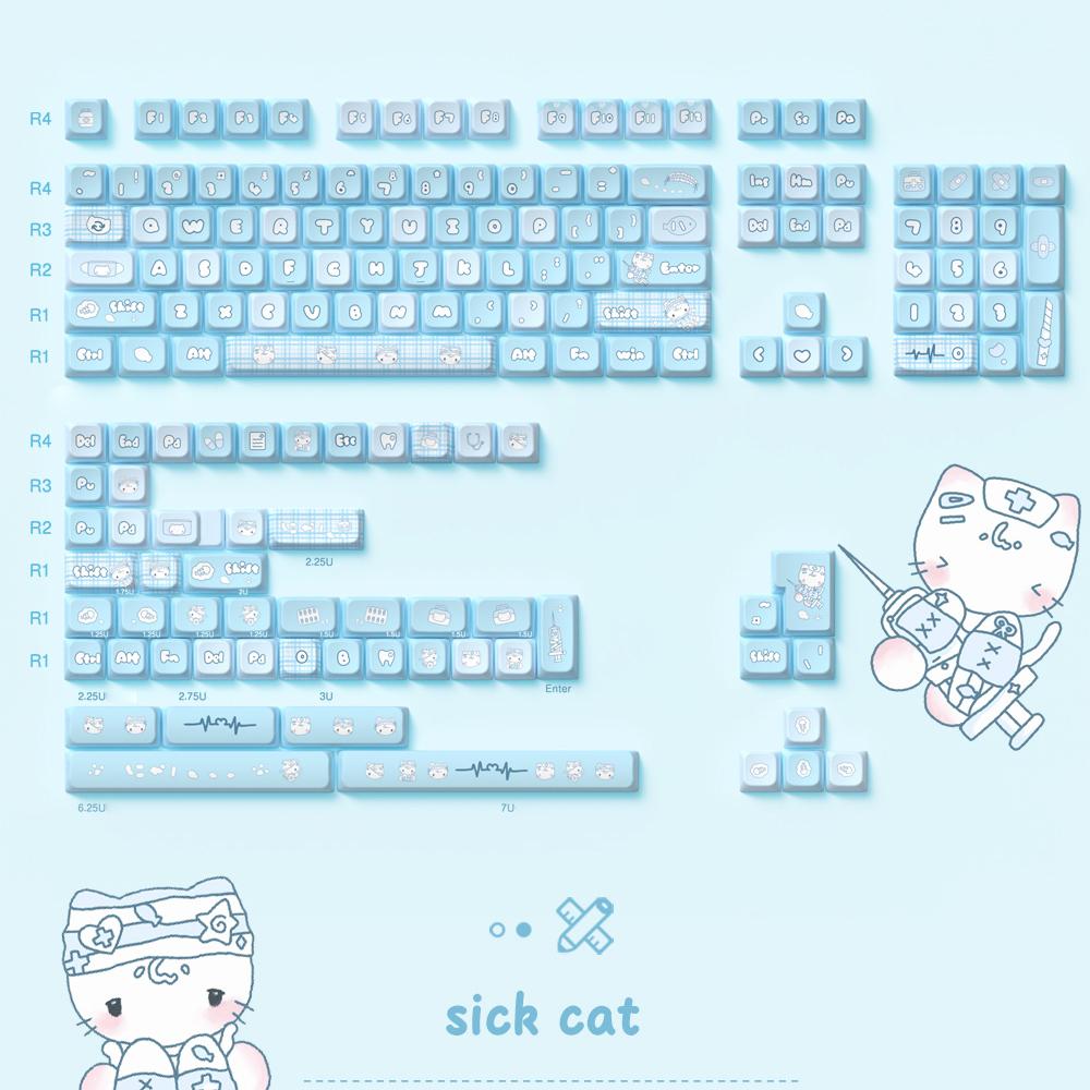 Тематические колпачки для клавиш 158 колпачков для клавиш из ПБТ. Набор специальных колпачков для клавиш MDA подходит для переключателей Cherry MX 61/87/104/108 и других механических клавиатур. (клубника)