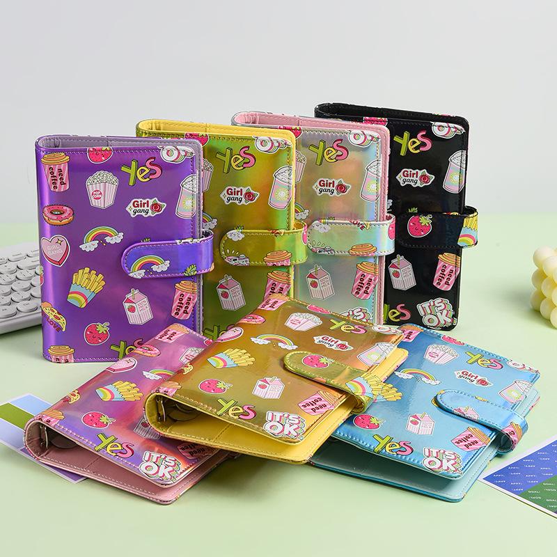 Macaron A6 Cartoon Pattern Loose-Leaf Ledger Notebook Creative Cash Storage Book