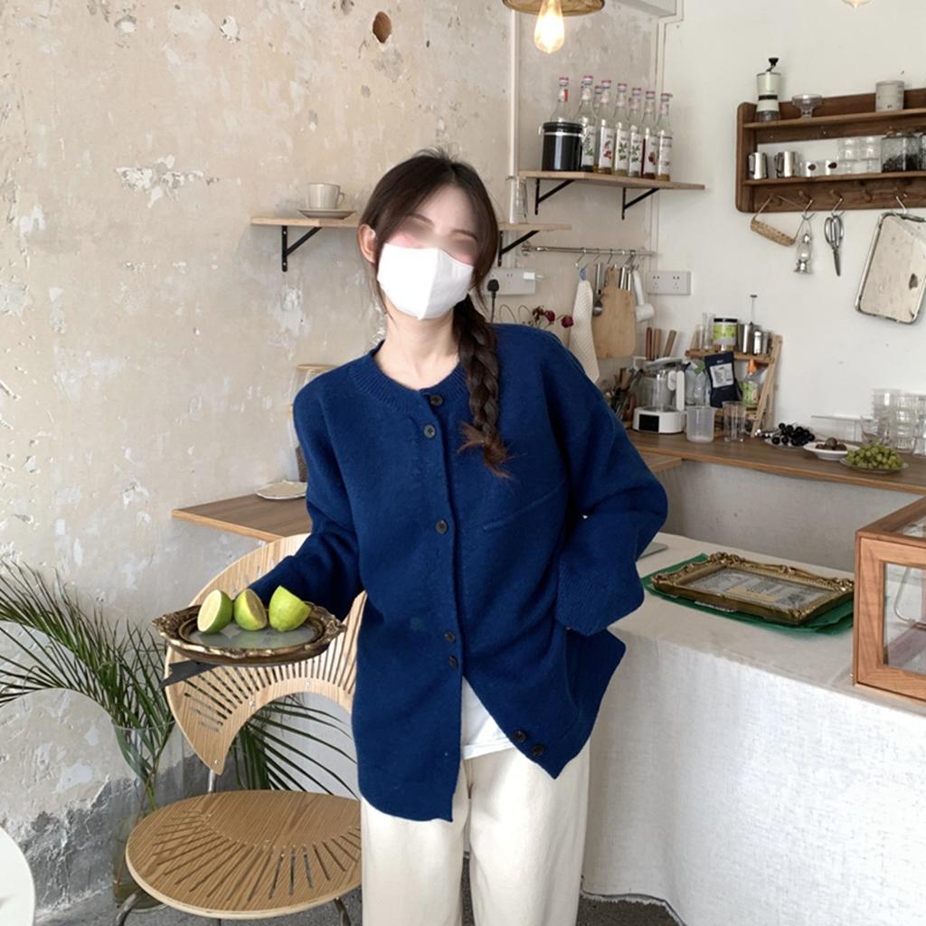 Свободный однотонный вязаный кардиган в японском стиле в стиле ленивой моды для женщин, весна-осень, мягкий вощеный дизайн, свитер с верхом, пальто