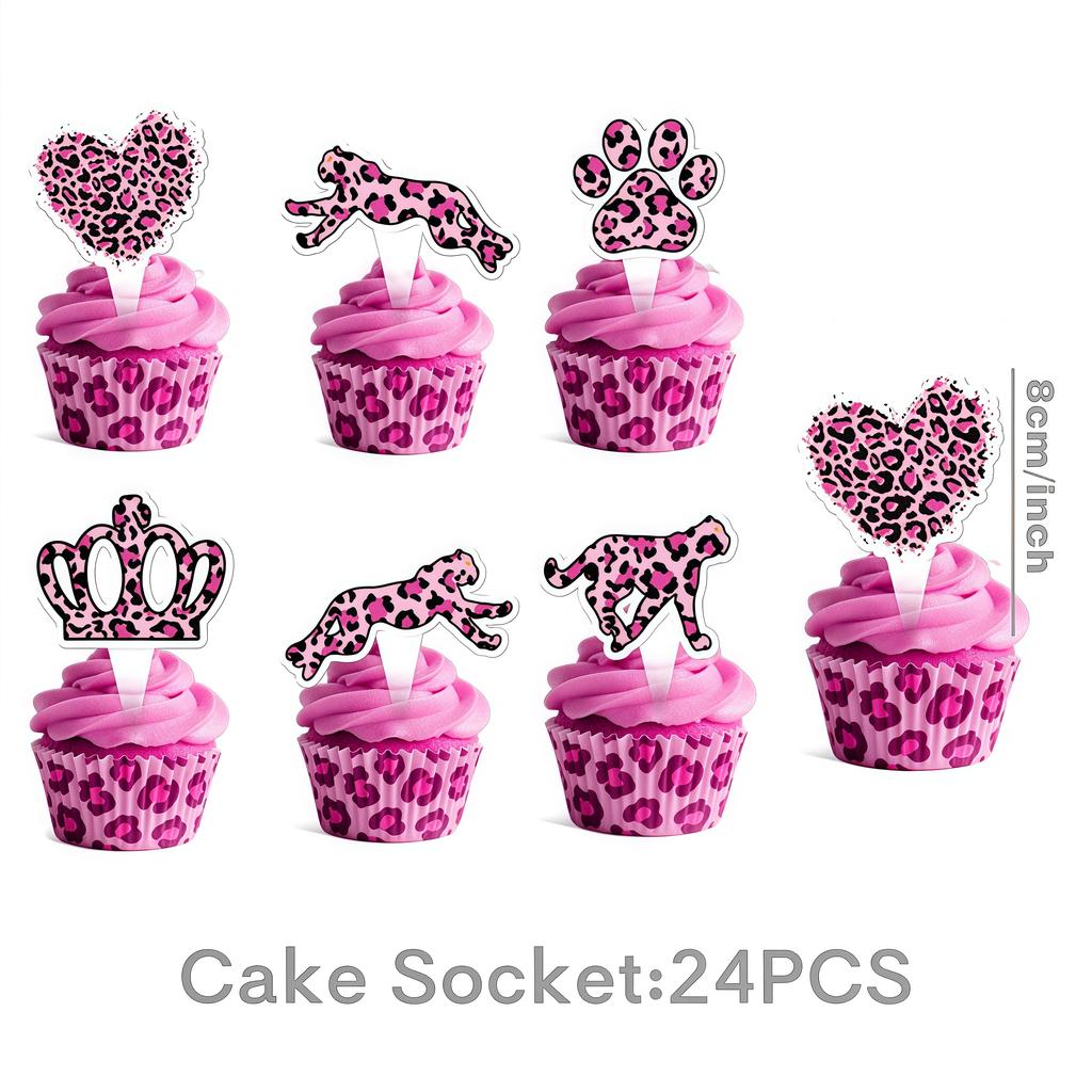 Pink Leopard Birthday Party Decoration Animal Leopard Theme Tableware Cup Plate Banner Balloons Birthday Party Supplies Gifts