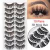 10 пар инструментов для макияжа глаз, пушистые многослойные натуральные длинные накладные ресницы, тонкие 3D норковые волосы