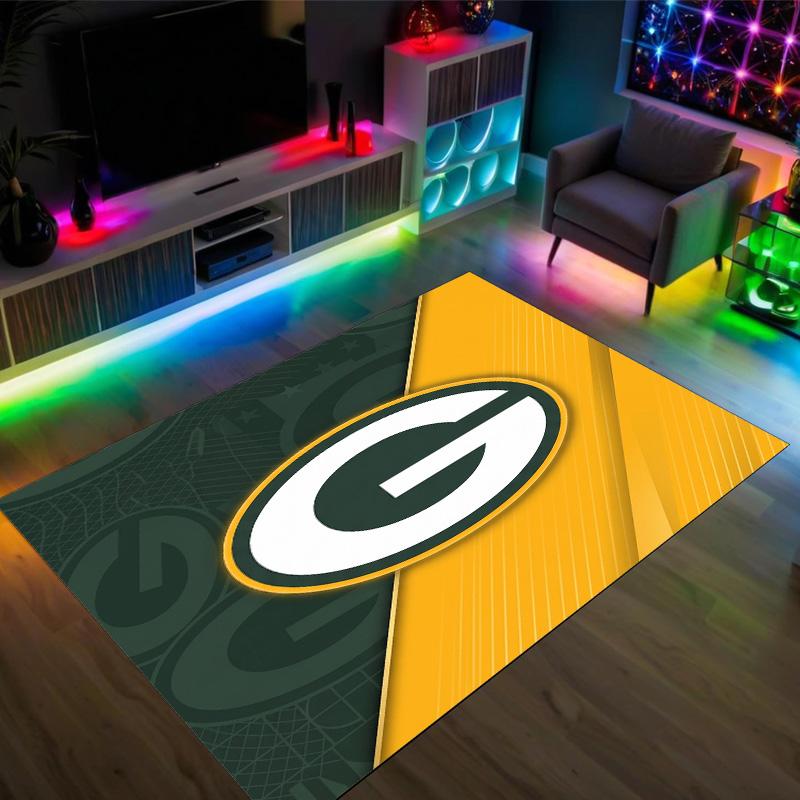 Green Bay Packers Design Crystal Velvet Carpet Cozy Non?Slip Printed Rug For Bedroom Living Room Entrance