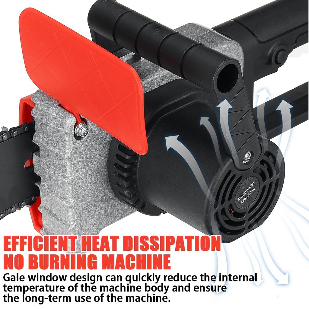 16 дюймов Электрическая бензопила Аккумуляторная 2 аккумулятора Высокомощный двигатель Садовый деревообрабатывающий режущий инструмент Для аккумулятора 588VF 3000 Вт