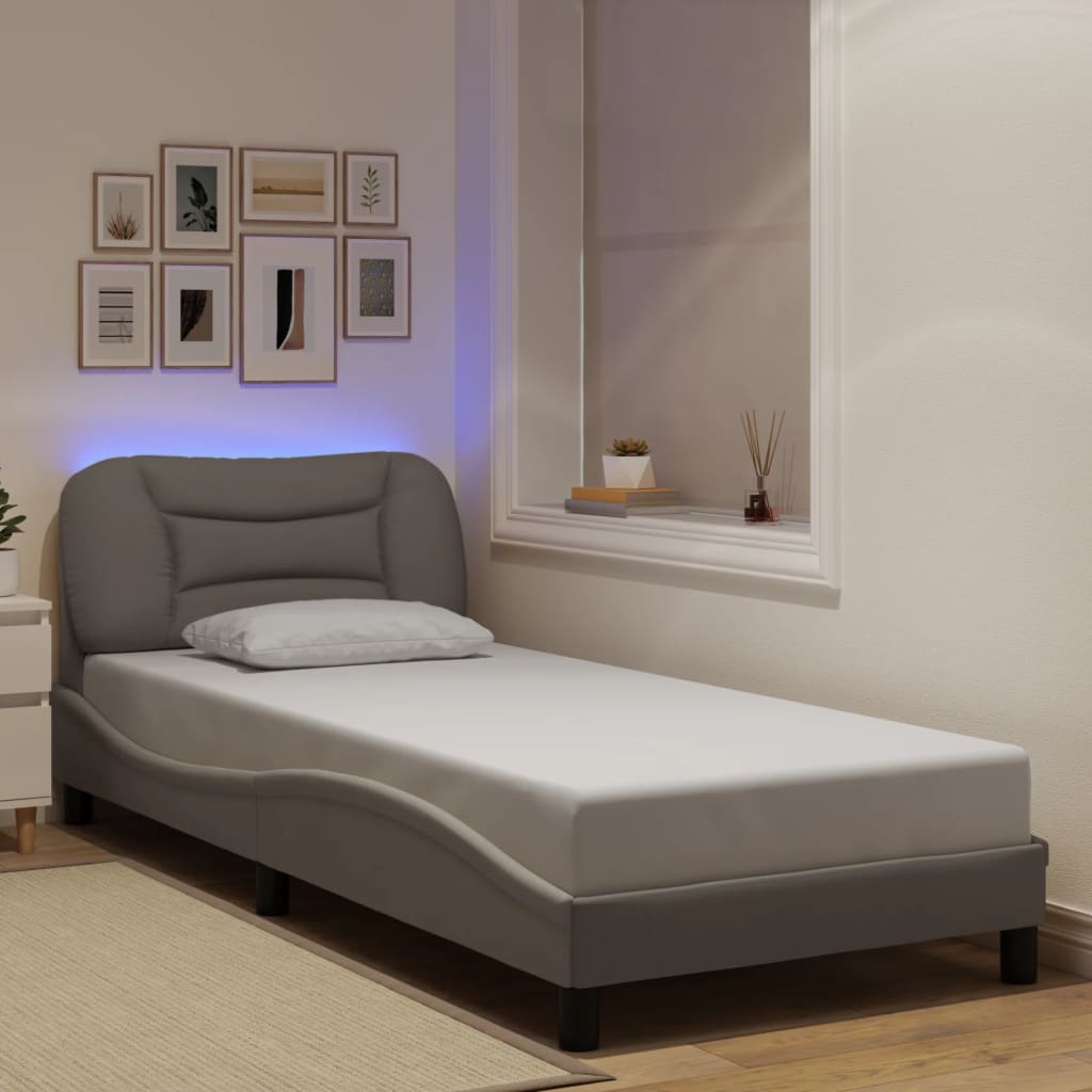 Vidaxl Rama Łóżka Z Diodami Led Bez Materaca Taupe 90X200 Cm Tkanina