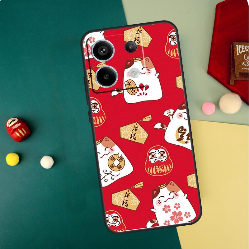 Китайский милый счастливый кот Чехол Для Xiaomi Redmi Note 14 13 12 11 15 Pro Plus Redmi 15 13 10 10C 12C 13C 14C 15C Funda