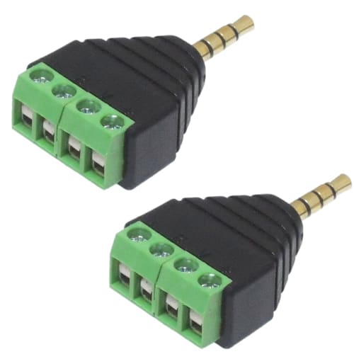 KAUMO 3.5mm Stereo Mini Plug, 4-Pole, Screw Terminal, Gold Plated (2 Pieces)