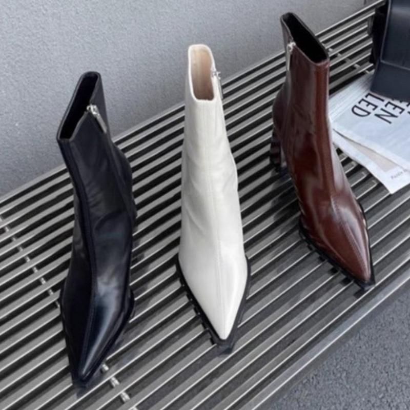 Острый носок женские ботильоны брендовые сексуальные туфли на высоком каблуке кожаные туфли зима 2025 тренд элегантные офисные туфли модные вечерние ботинки женские