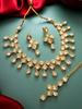 Gold-Plated White Stone-Studded & Beaded Handcrafted Jewellery Set