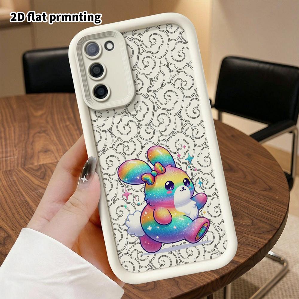 Phone Case: 2D Flat Samsung Galaxy A34 A35 M05 M06 S20 S22 S21 FE Plus 5G Protective Case, Rainbow Rabbit, Christmas and Halloween Gifts
