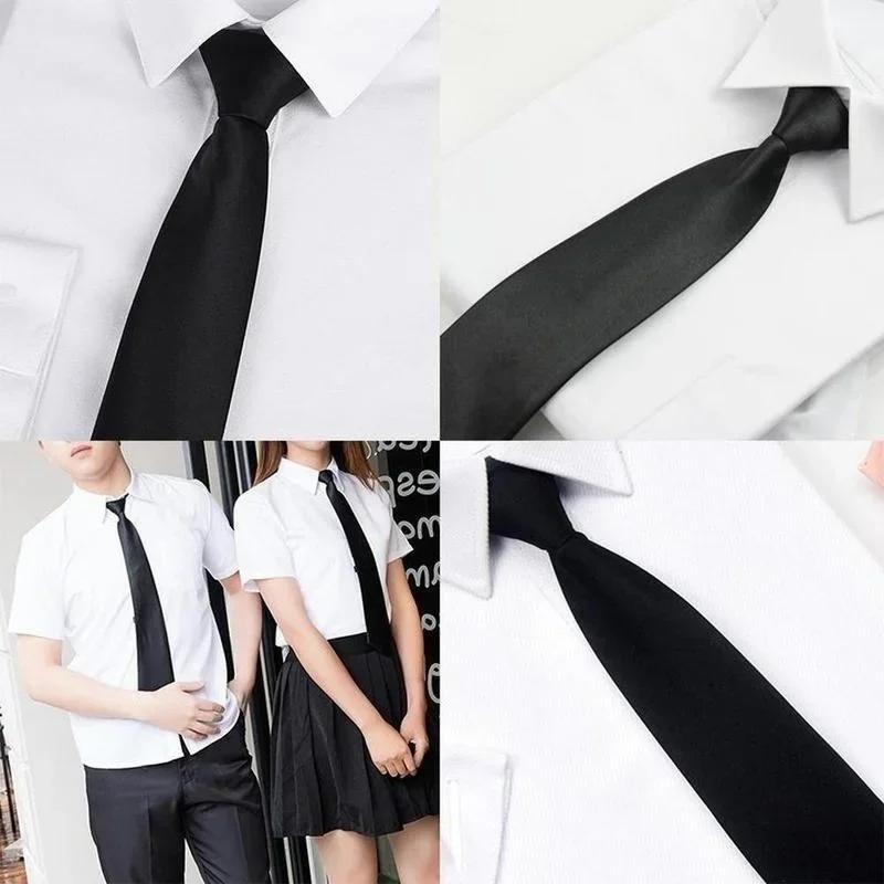 Black Simple Clip On Tie Security Tie Doorman Steward Matte Funeral Tie for Men Women Students
