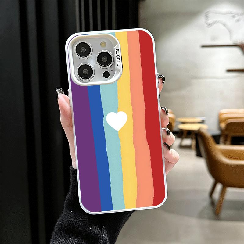 Rainbow Gradient Love Desgin Shockproof Phone Case for iPhone 17 Air 16 16E 15 Pro Max 14 Plus 13 Mini 12 Back Cover Anti Fall F