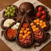 Octopus Charcuterie Board Seafood Serving Tray for Cheese Meats Fruits Ocean Themed Wood Food Platter for Gatherings