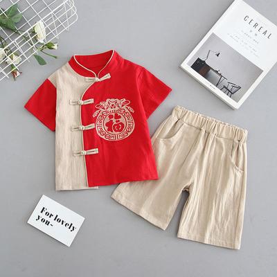 Древний мальчик Ханбок Новый китайский повседневный летний костюм с короткими рукавами Детский летний костюм Китайский стиль Детский костюм Тан