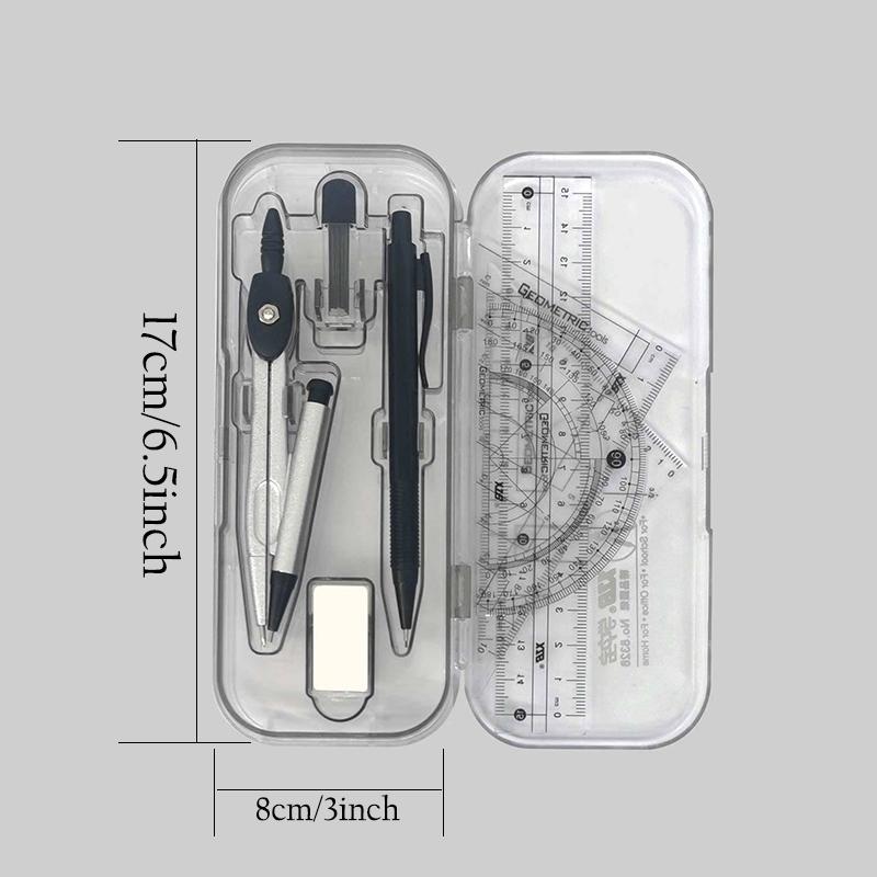 8 предметов DAINAYW Math Geometry Kit Наборы инструментов для рисования Канцелярские принадлежности включают линейки, транспортир, циркуль, треугольную линейку, набор для черчения и рисования