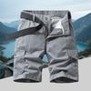 Men's Military Cargo Shorts - Multi-Pocket Zippered Elastic Waistband Drawstring Solid Color Outdoor Comfort Loose Fit