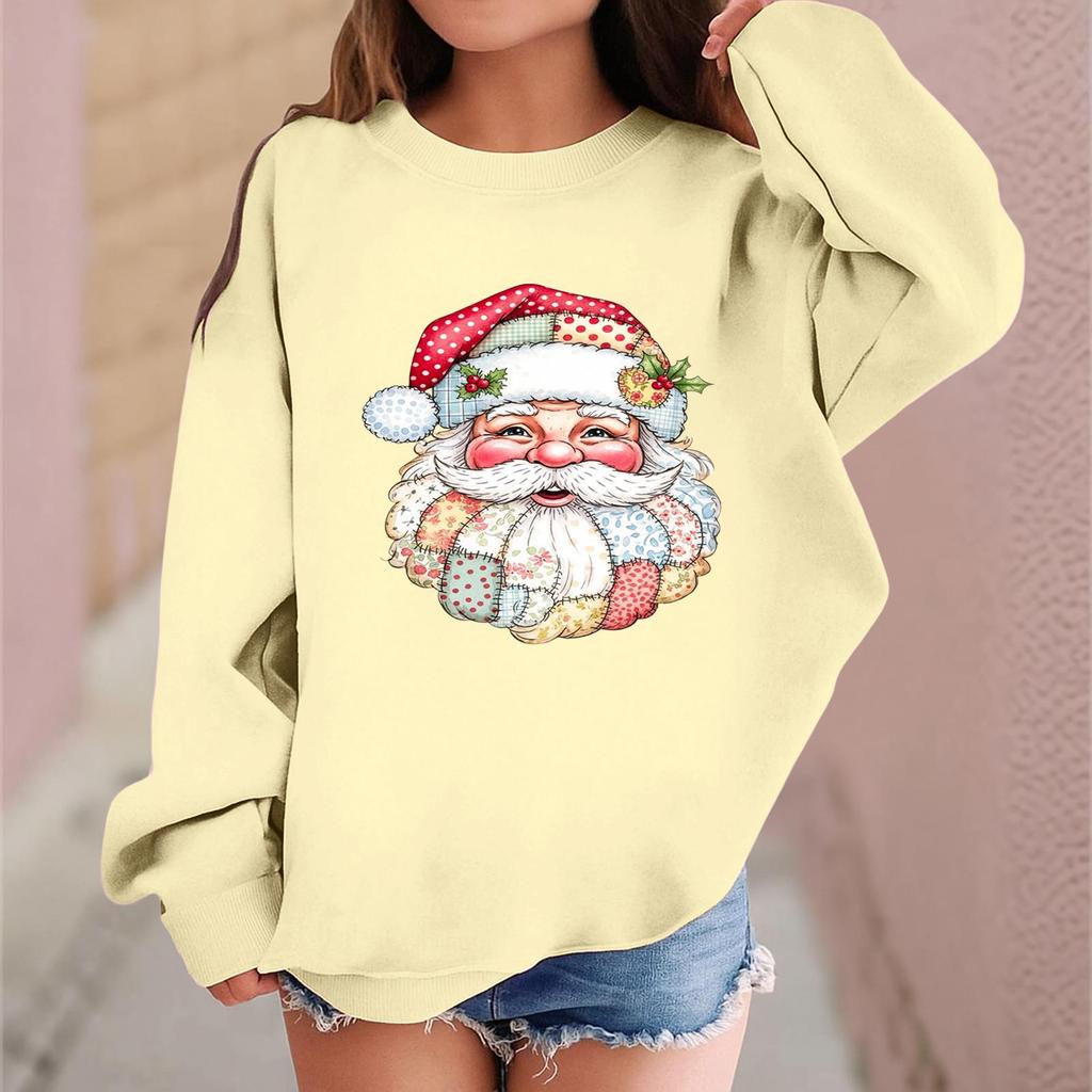 Children's Fashionable Casual Long-sleeved Loose Christmas Print Pullover Sweatshirt