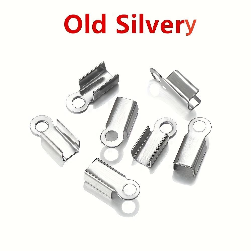 98 шт./Лот Зажимы-концевики для шнура, концы для шнура, ленты, кожи, клипсы-наконечники, складные обжимные бусины, коннекторы для изготовления украшений, товары для DIY