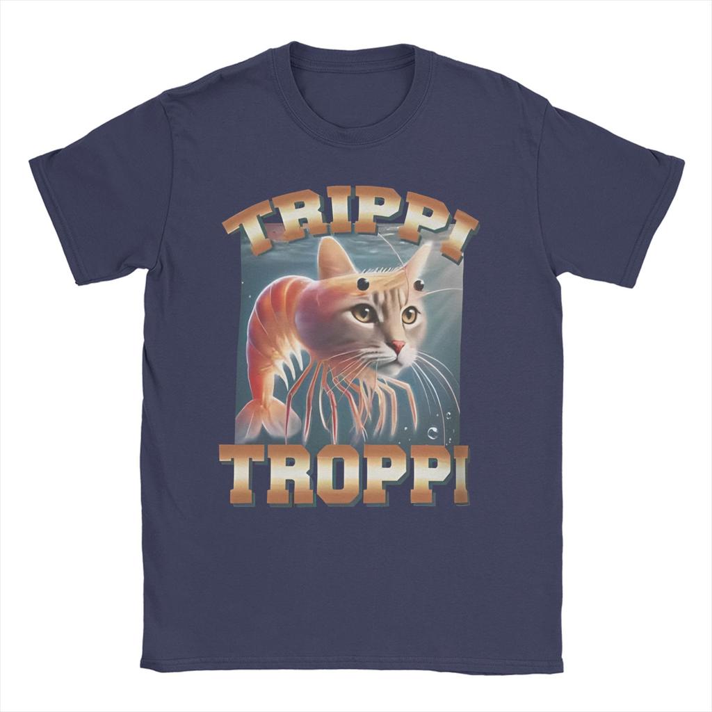 Мужские футболки TRIPPI TROPPI Итальянский мем про мозговую гниль Хлопковая одежда Повседневная футболка с коротким рукавом и круглым вырезом