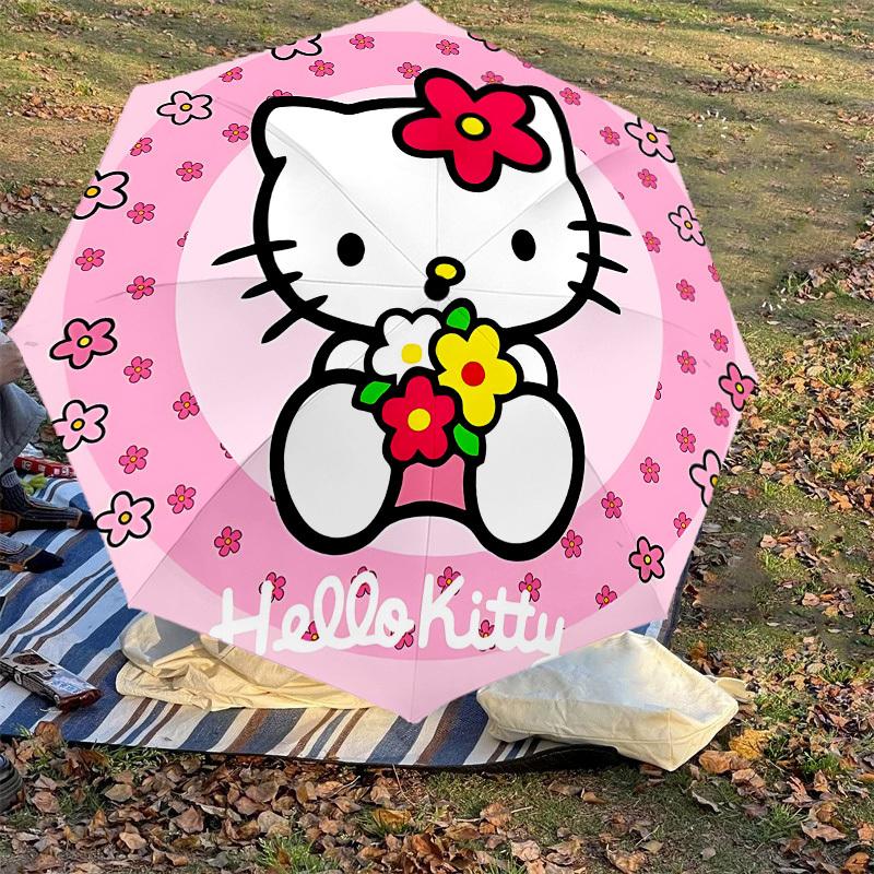 1PC Hello Kitty Umbrella-8-Rib Reinforced, Automatic Open, Lightweight & Durable, Cute Fashion Accessory for Outdoor, Beach, or Casual Use, Beach Umbr