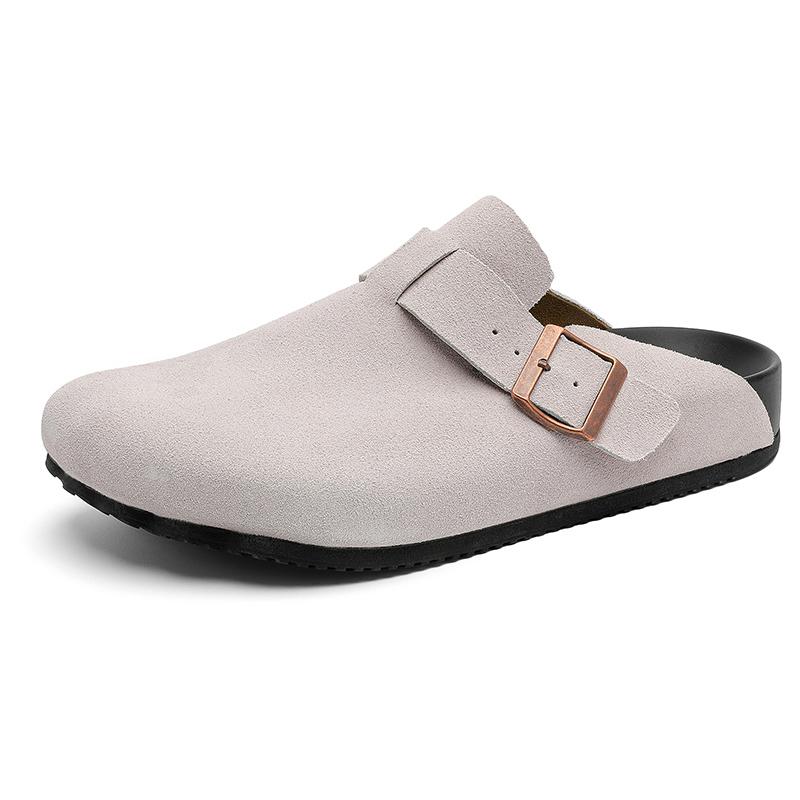 Мода Мода Замшевые Пробковые Тапочки для Мужчин Стелька Пробковые Сабо Сандалии с Поддержкой Свода Стопы Сабо Мюли Тапочки Для Отдыха Ходьба Мужской Полудраг