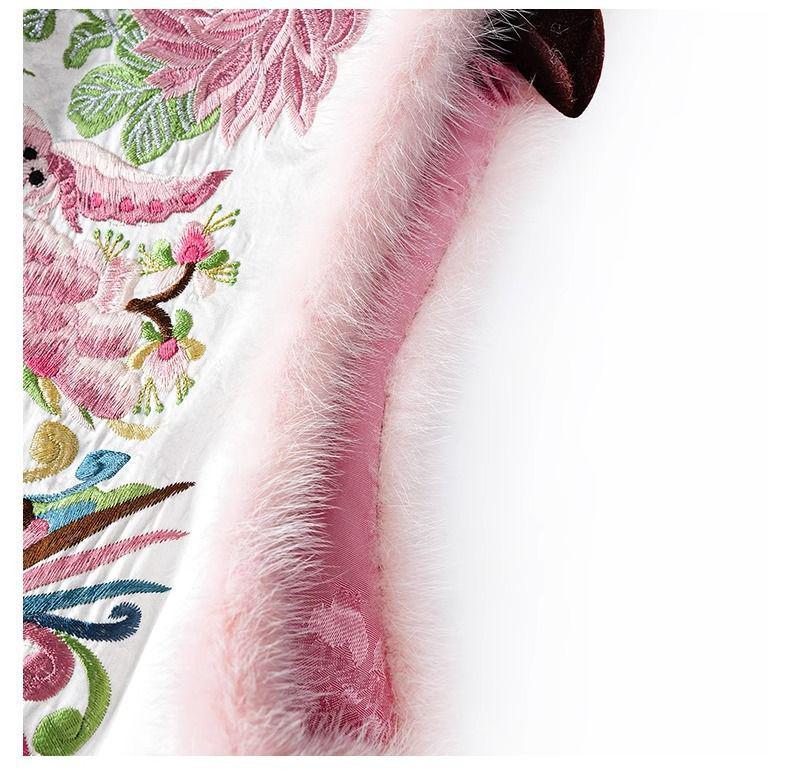 Women's Ethnic Embroidered Cotton-Padded Winter Vest