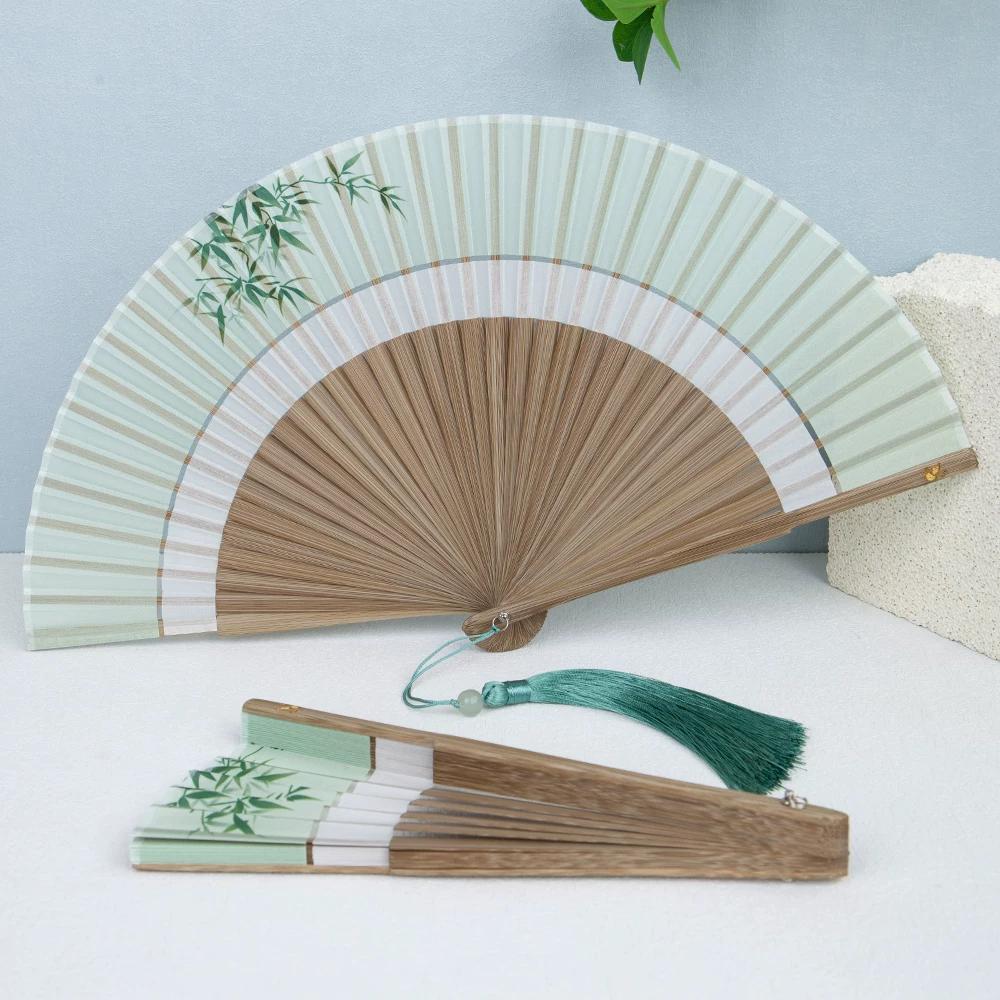 Chinese Style Fan Folding Fan Creative Double Section Fan Han Chinese Clothing Cheongsam Dance Fan Women's Foldable Portable Chinese Ancient Style
