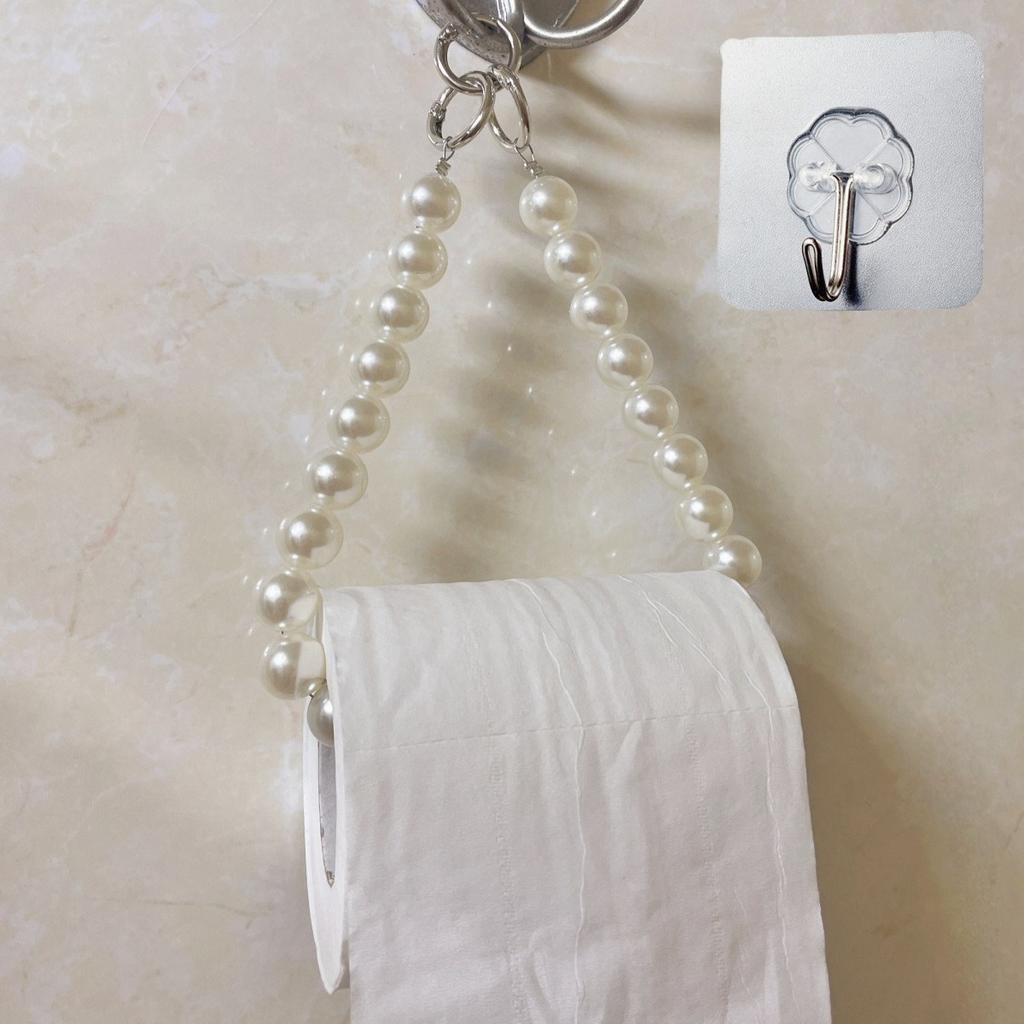 1Pc Cute Punch-free Beaded Tissue Holder for Home Kitchen Bathroom Toilet Paper Storage Rack