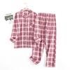 Cotton Flannel Women's Long Pants Pajamas Sets for Sleepwear Plaid Design Loose Autumn and Winter Long Sleeve Trouser Suits