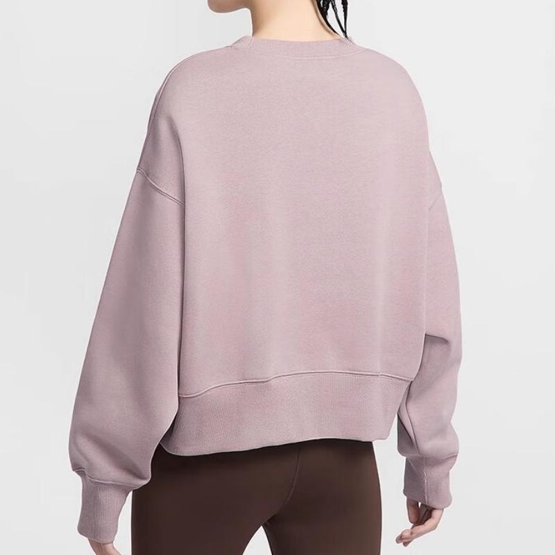 Nike Sportswear Phoenix Fleece Letter Print Fleece Lined Crew Neck Long Sleeved Sweatshirt Women's Light Ore Purple FV7675-226