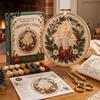 Home Decor Handmade Embroidery Christmas Kit for Beginners, Pre-Printed Pattern Full Set Tree Hanging Ornaments of Tools, DIY Needlework Festive Wall
