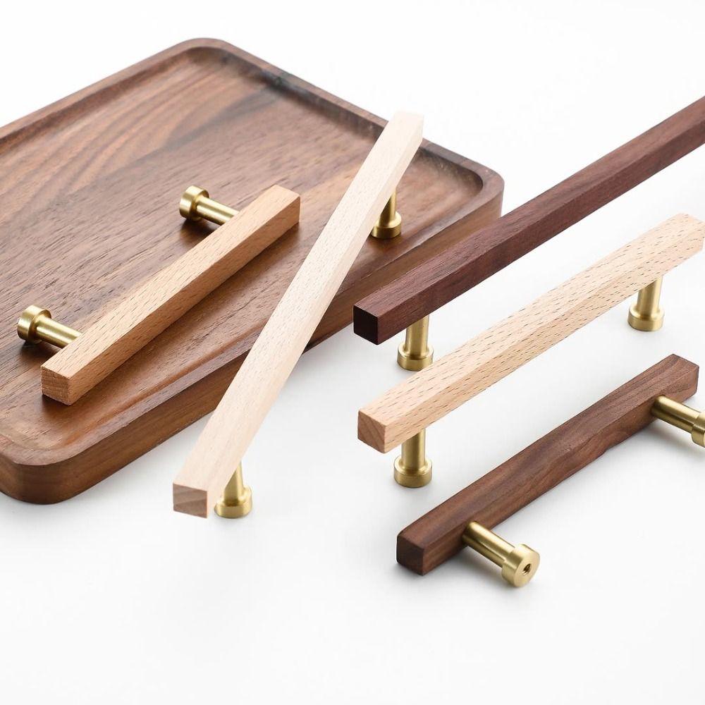 Walnut Wood Drawer Pulls Luxury Design Cabinet Pulls Light Luxury Wood Cabinet Handles  Dresser