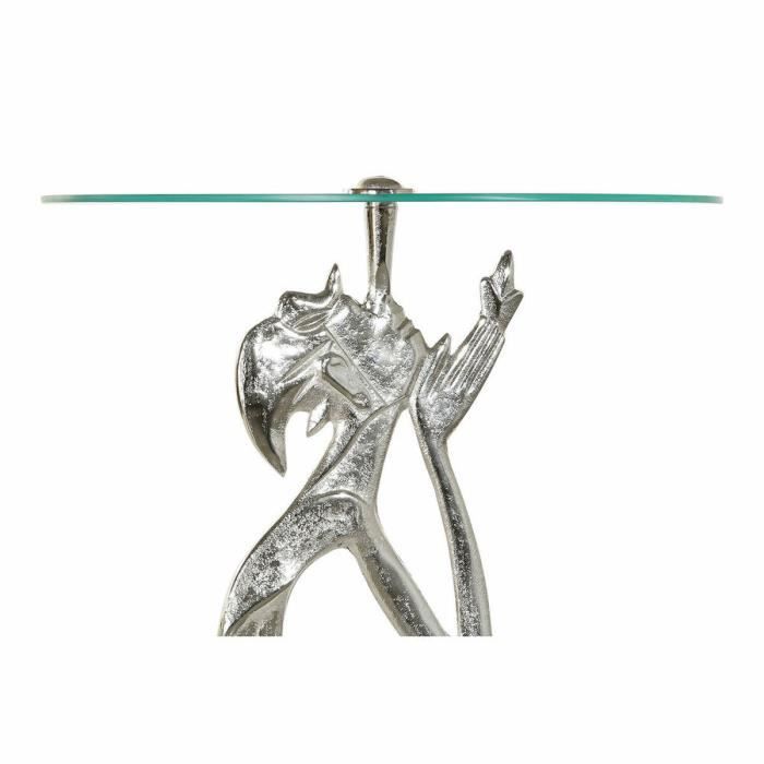 Table d'appoint en aluminium transparent et verre argenté (46 x 46 x 72 cm) - Blanc - Verre