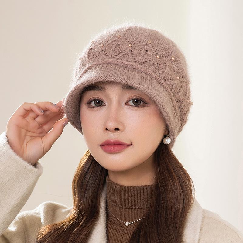 Hat Ladies Autumn and Winter Fleece Warm Stacking Hat Pullover Wool Hat