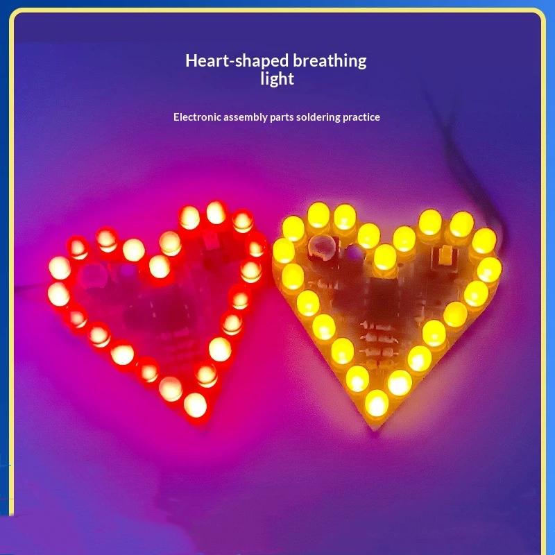 DIY Heart Shape Breathing Lamp Kit LED Circuit Board 4V 6V Electronic Solder Assembly for Electronics Student Project