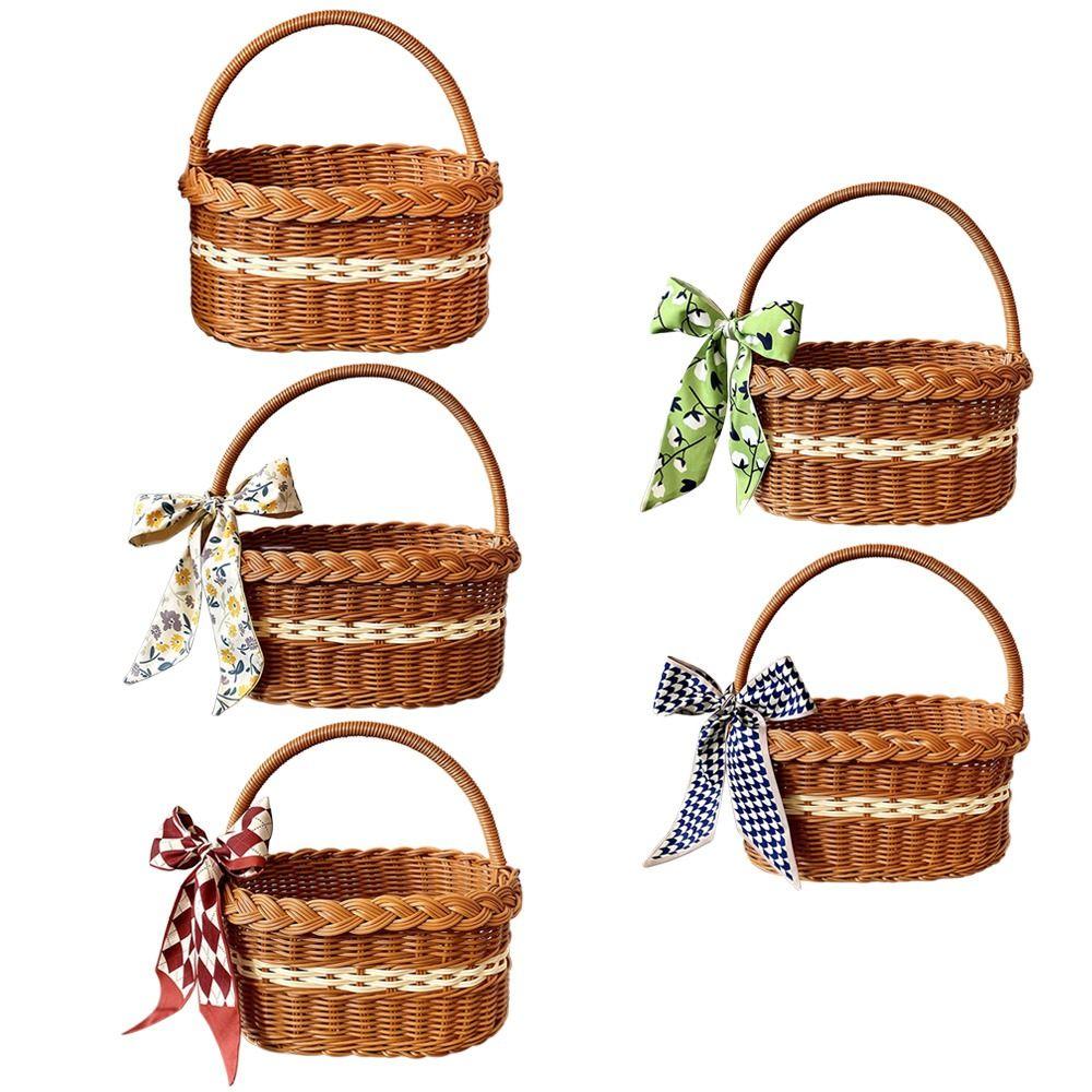 Ивовая ротанговая корзина для цветов Прочная корзина для хранения с ручкой Корзина для хранения овощей Ручная работа с корзиной для цветочной композиции Телец