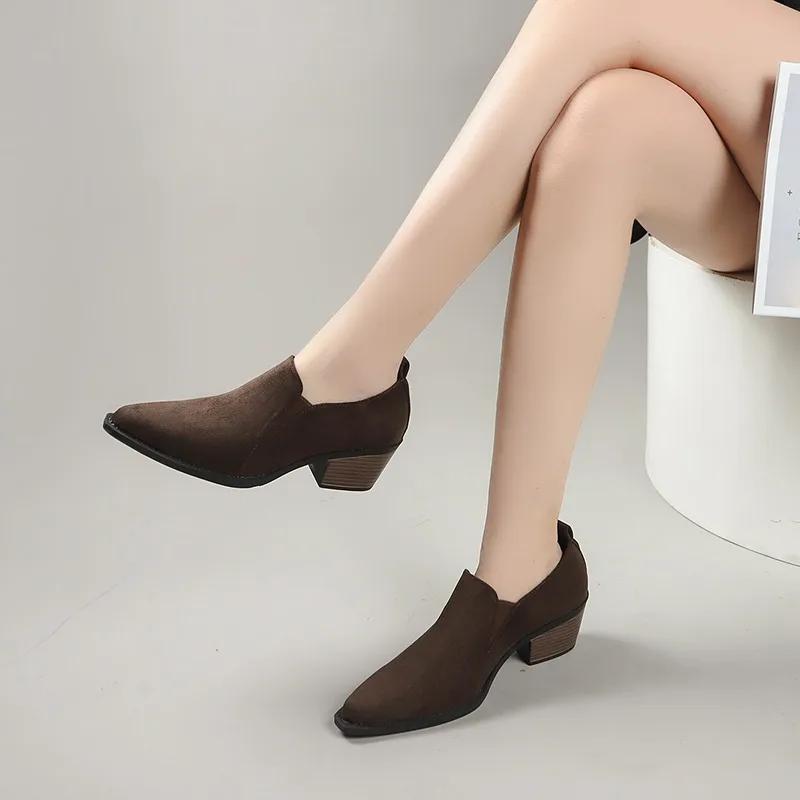 Women's Shoes 2024 Hot Sale Slip On Women's High Heels Fashion Plus Size Solid Office and Career Sexy Pointed Toe Heels Women