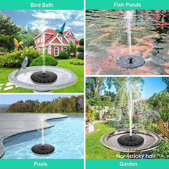 Solar Fountain Pump Kit Solar Powered Bird Bath Fountain with 6 Spray Nozzles