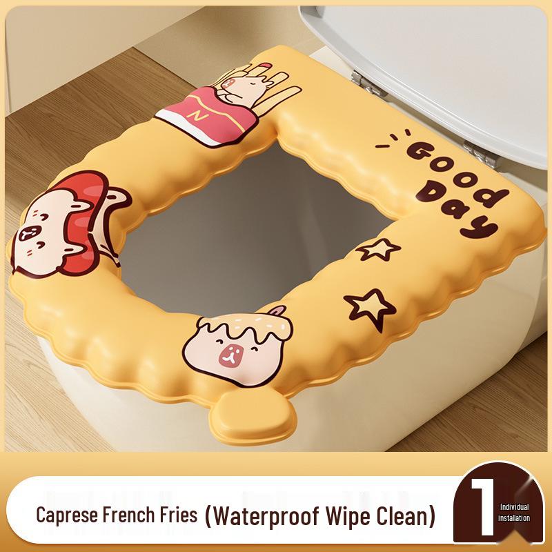 Водонепроницаемая подушка для сиденья унитаза на все сезоны с крышкой и чехлом с утолщенным узором