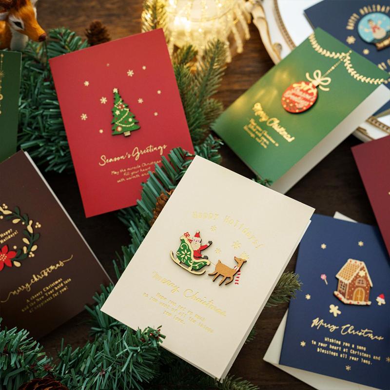 1PC Handwritten Cards Exquisitely Patterned Vintage Holiday Greetings Christmas Connotation Gift Cards Smooth Writing