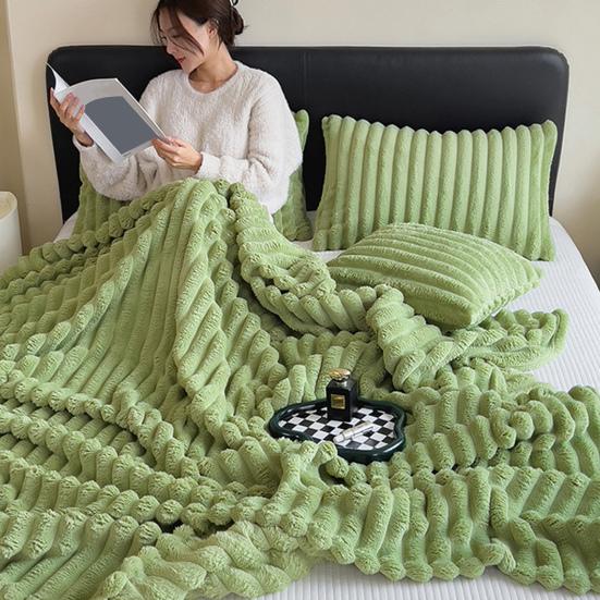 Фланелевое одеяло утолщенное искусственное кроликовое плюшевое пузырчатое покрытие сплошной цвет офисная домашняя кровать