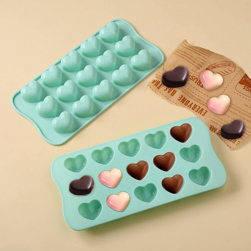 1Pc 15 Hole Three-Dimensional Heart-Shaped Silicone Mold Diy Chocolate Ice Grid Mousse Mold Soft Candy Baking Mold