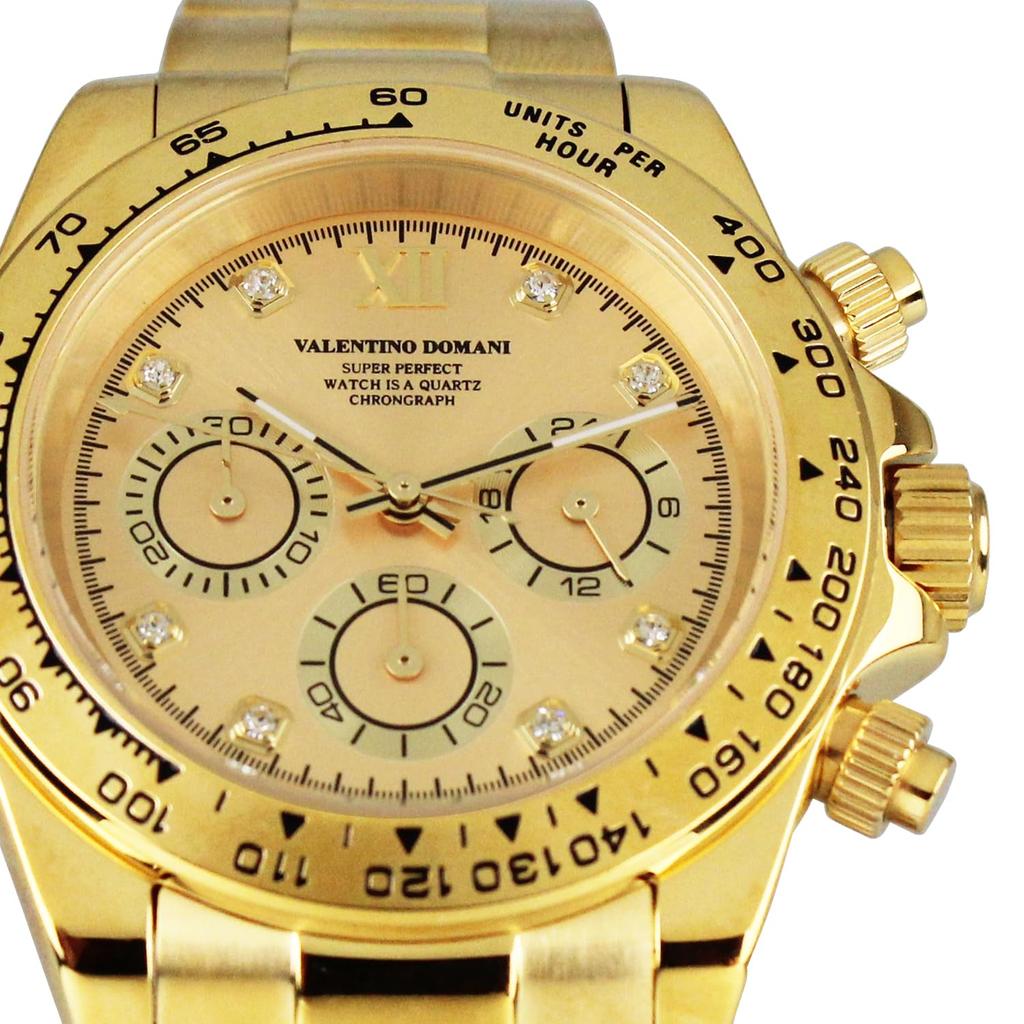 VALENTINO DOMANI Часы хронограф цирконий золото GOLD VD005GG мужские