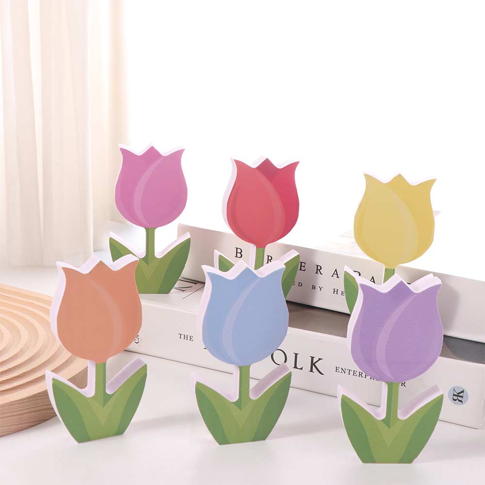 6Pcs Double-Sided Tulip Layered Tray Decoration Candy Color Plastic Floral Decoration  Easter Party