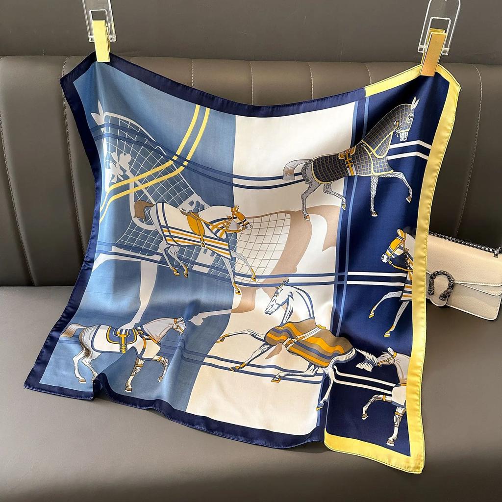 Новая Мода Роскошный Шелковый Платок Бандана Женские Повязки для Волос Квадратные Шарфы Галстук на Шею Шарфы для Сумки Сатиновый Женский Платок Повязка на Голову