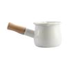 Huanfa 0.6qt Classic Mini Enamel Milk Pot с изолированной деревянной ручкой и 2 носиками для разлива пищи, симпатичная кастрюля (HF015 Белый)