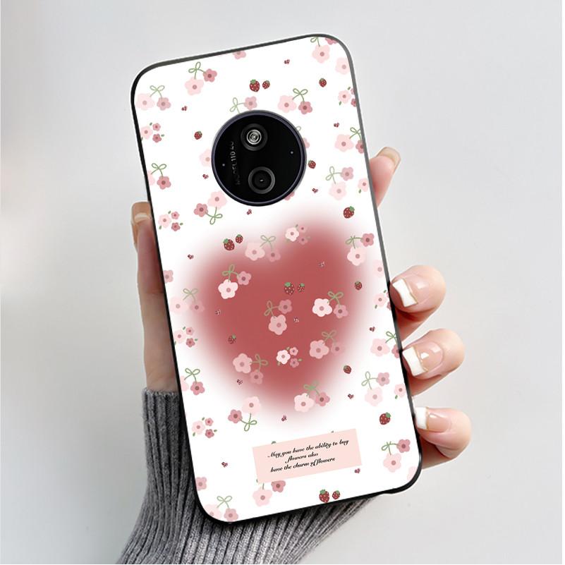 Пеналы с принтом для Nokia 110 4G 2024/HMD 110 4G/Nokia 125 4G 2024 Мягкий силиконовый черный чехол Милый цветочный мультяшный корпус