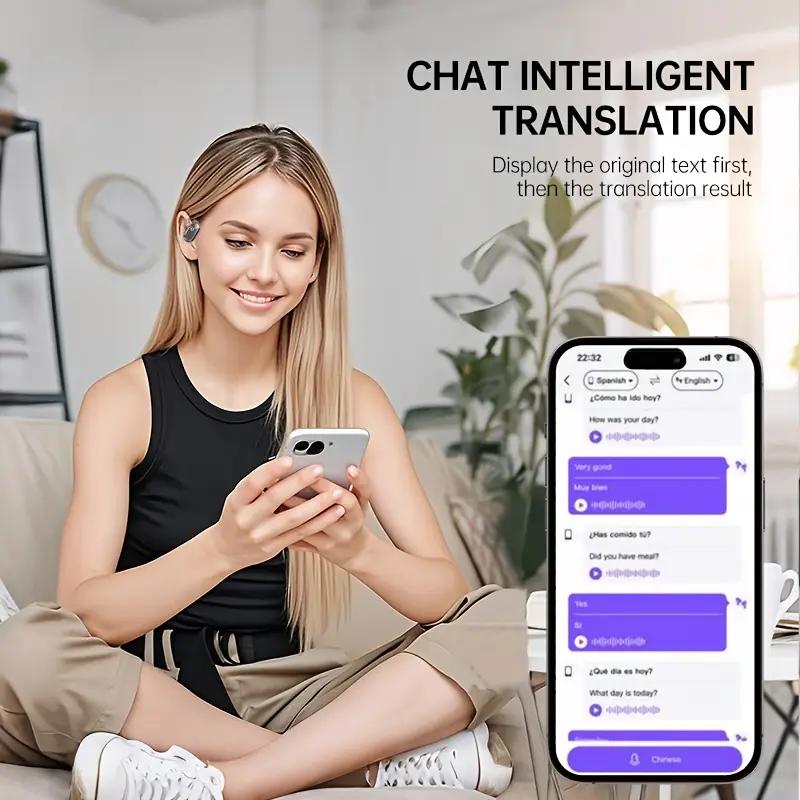 Новая AI гарнитура для перевода в реальном времени, светодиодный индикатор питания, гарнитура для перевода на 144 языка, порт зарядки Type-C