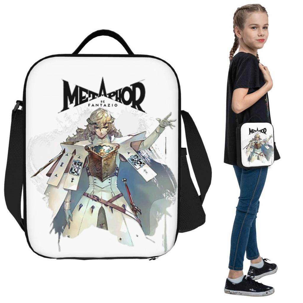 Metaphor Refantazio Louis Atlus Insulated Lunch Bag for Women Office Cooler Thermal Food Box Tote Portable Lunch Boxes Container
